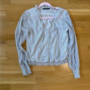 Abercrombie & Fitch White and Black Patterned Blouse